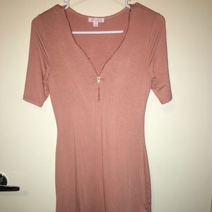 Rose pink mini dress with sleeves